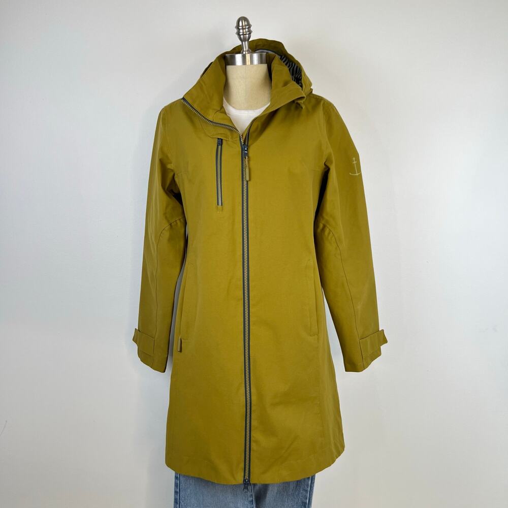 Seasalt Cornwall RAIN Coverack Waterproof Yellow Green Pear Rain Coat Jacket (8) - Picture 12 of 16